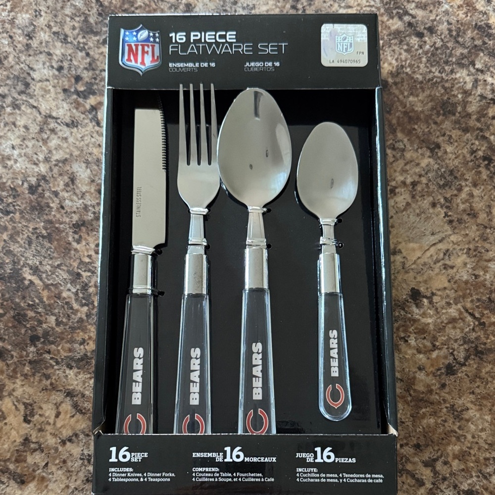 NFL Bears Flatware Set - Silver and Black
